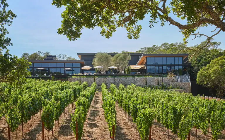 Montage Healdsburg, framed by rolling green vineyards in the northern California Napa Valley region.