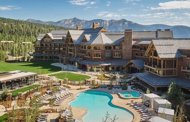 Montage Big Sky resort, exterior view including pool