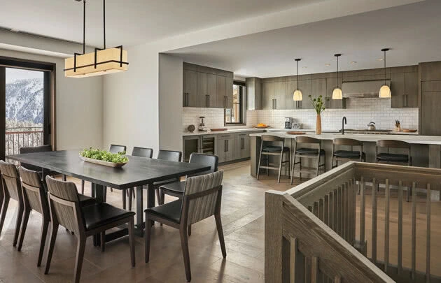 Kitchen and dining area at a Montage Big Sky Residence