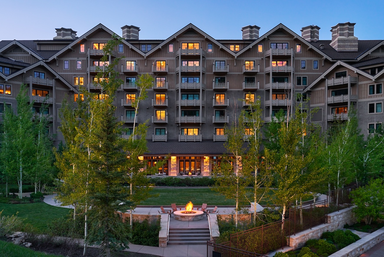 The exterior of Montage Deer Valley in fall.