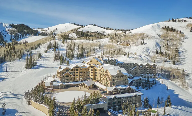Exterior of Montage Deer Valley during winter.