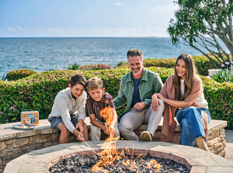 Family making s'mores at Montage Laguna Beach.