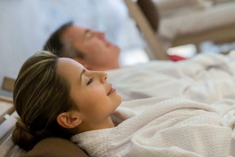 Couple relaxing at the spa