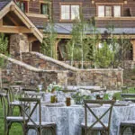 A table set up on the grand lawn at Montage Big Sky