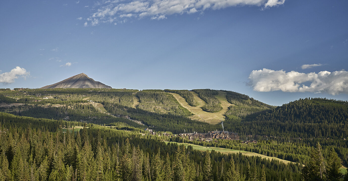 An aerial view of the Montage Big Sky resort.
