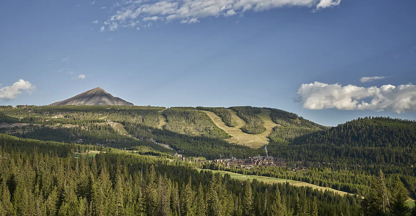 An aerial view of the Montage Big Sky resort.