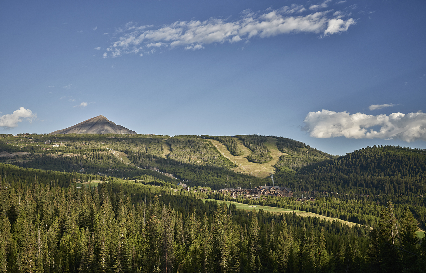 An aerial view of the Montage Big Sky resort.
