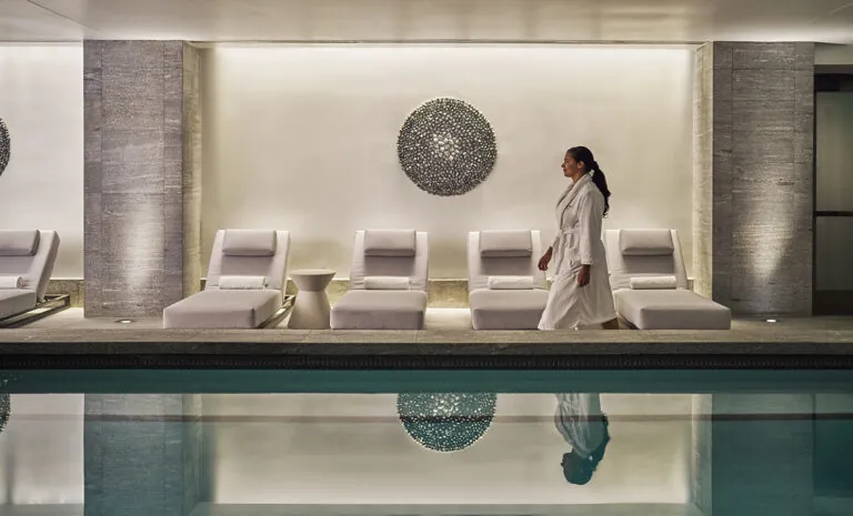 Woman walking through Spa Montage