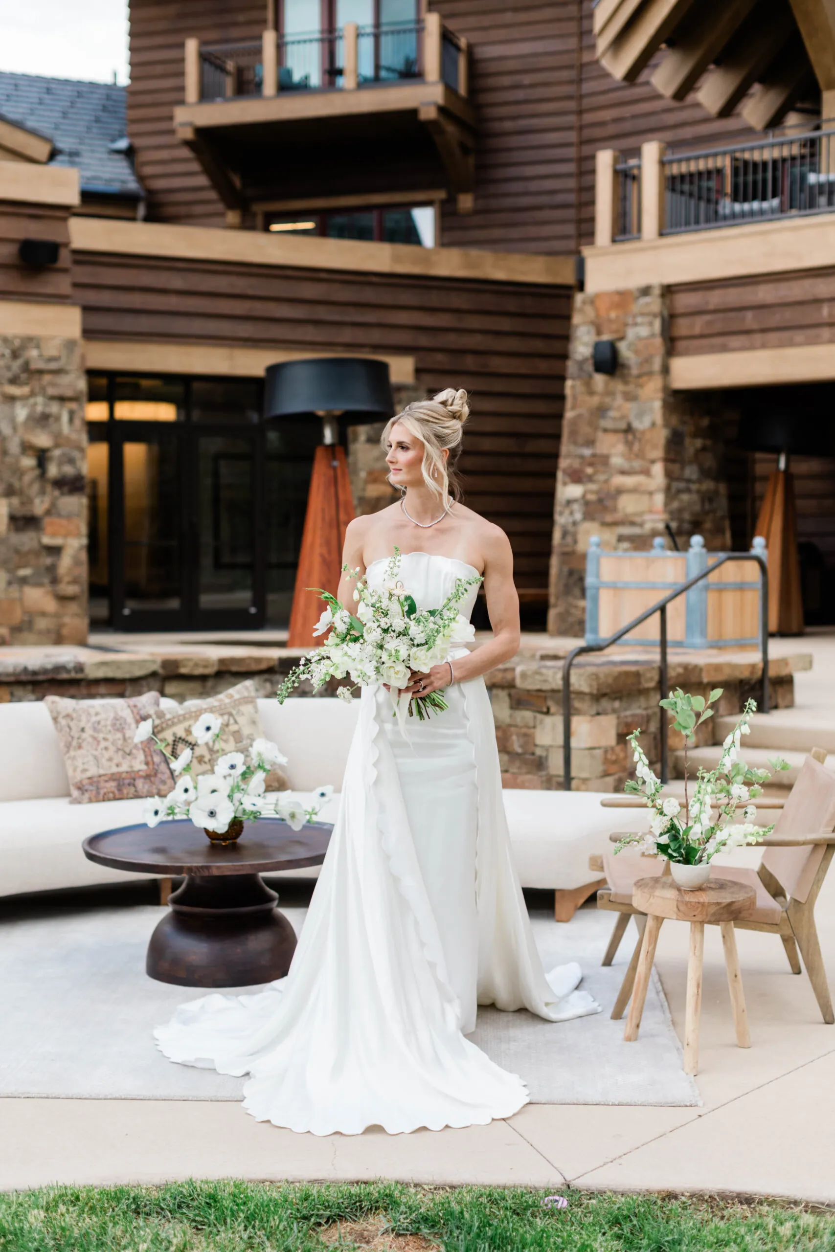Bride at her wedding venue in Big Sky