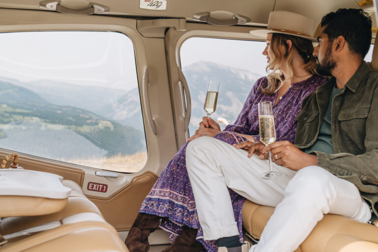 Couple in a helicopter.