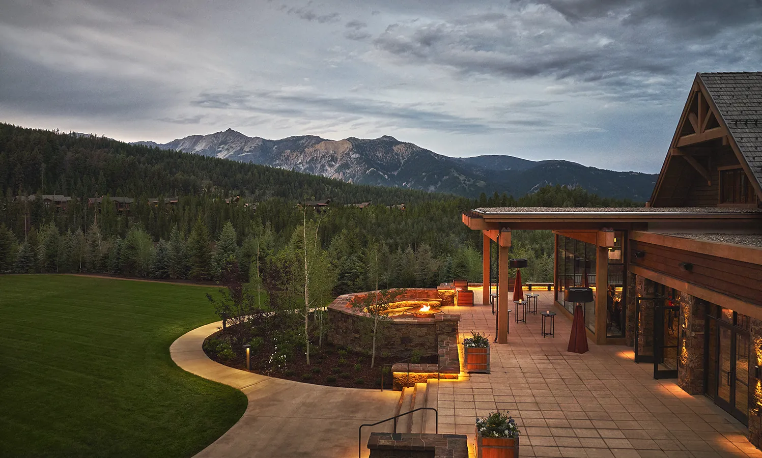 The terrace at Montage Big Sky