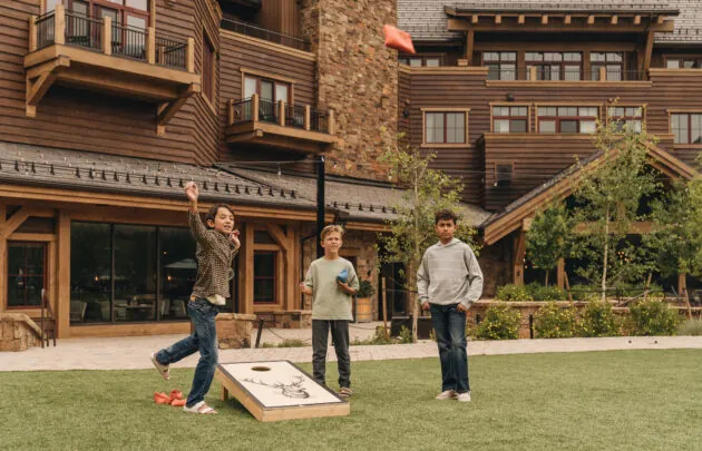Children playing games on the Mountain Lawn.