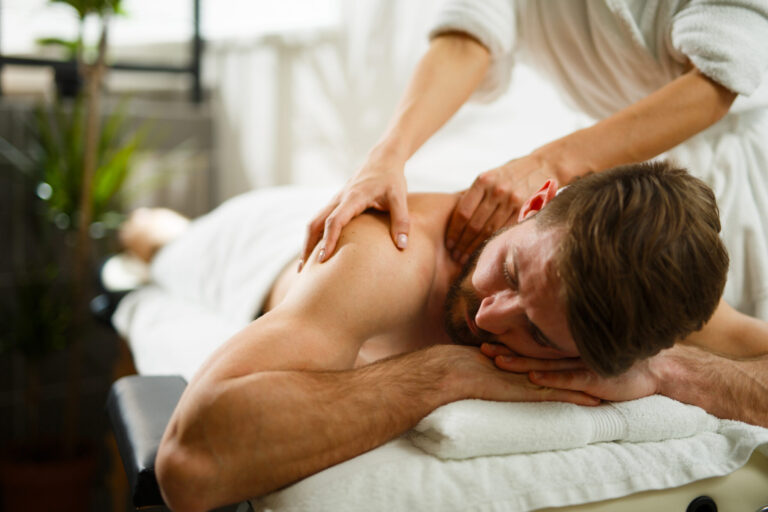 Man having back massage