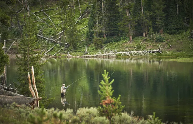 A man fishing in Big Sky
