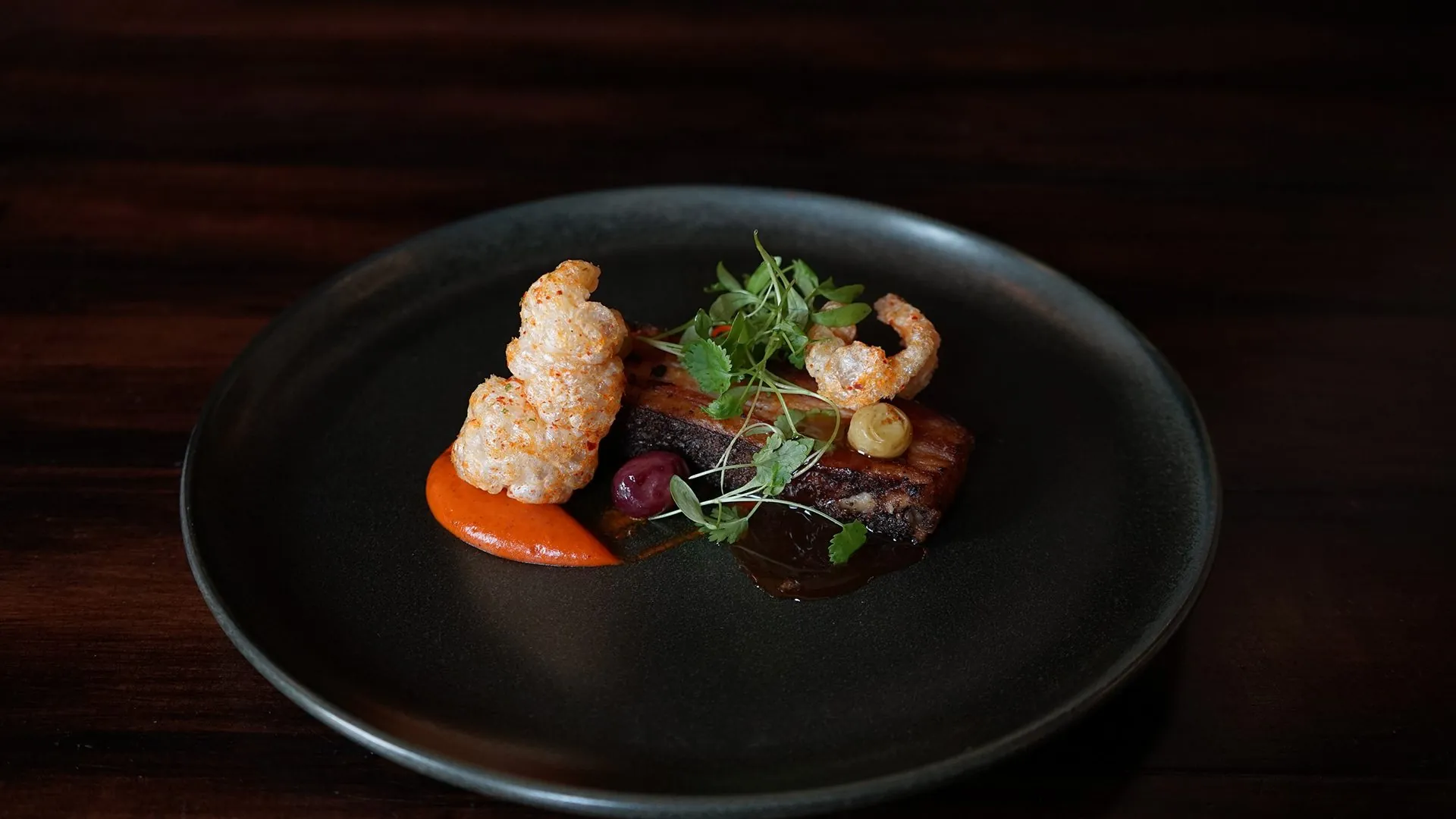 Crusted Pork Belly dish at Apex at Montage Deer Valley