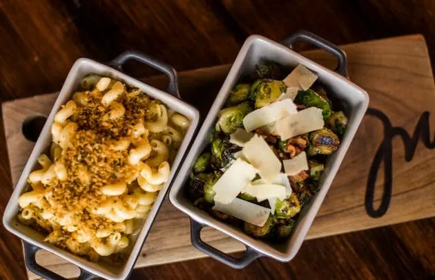 Mac and cheese and brussel sprouts in Deer Valley