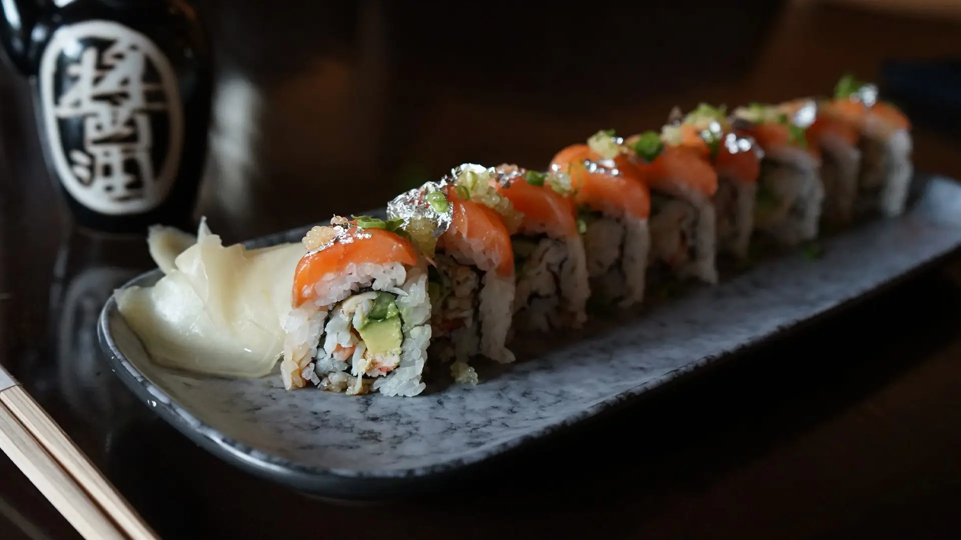 Sushi on marble tray