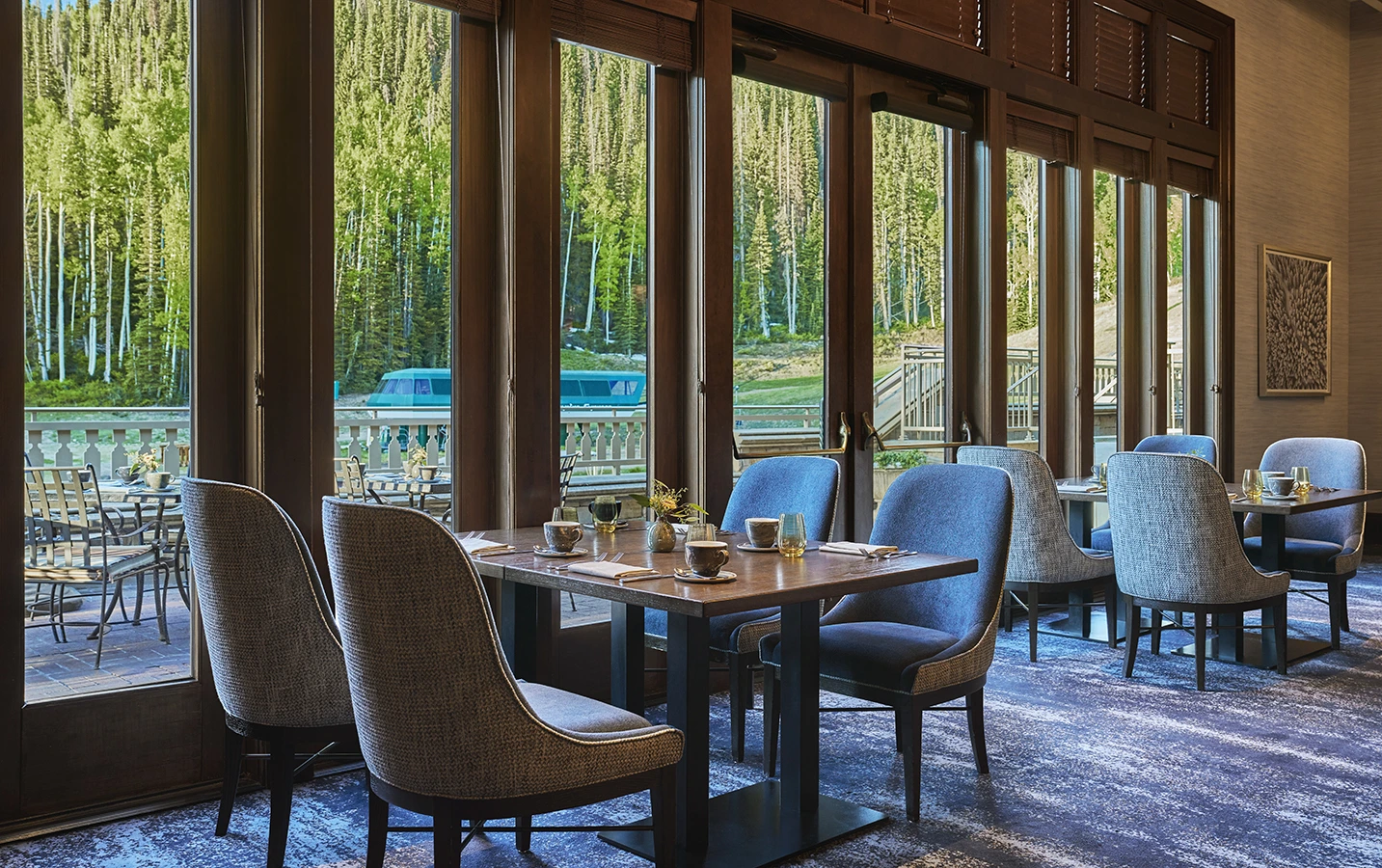 Window view at Apex restaurant in summer