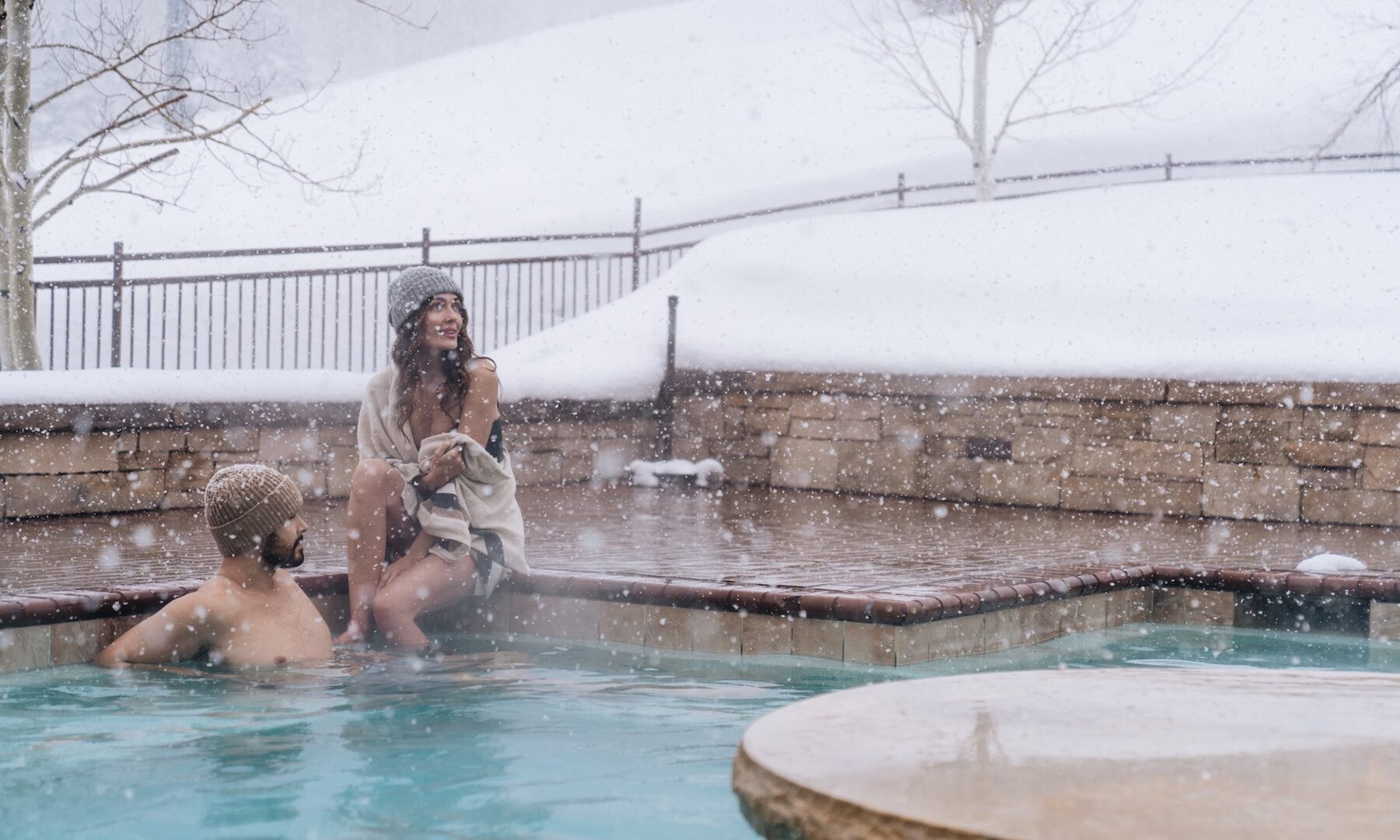 Montage Deer Valley in winter, hot tub