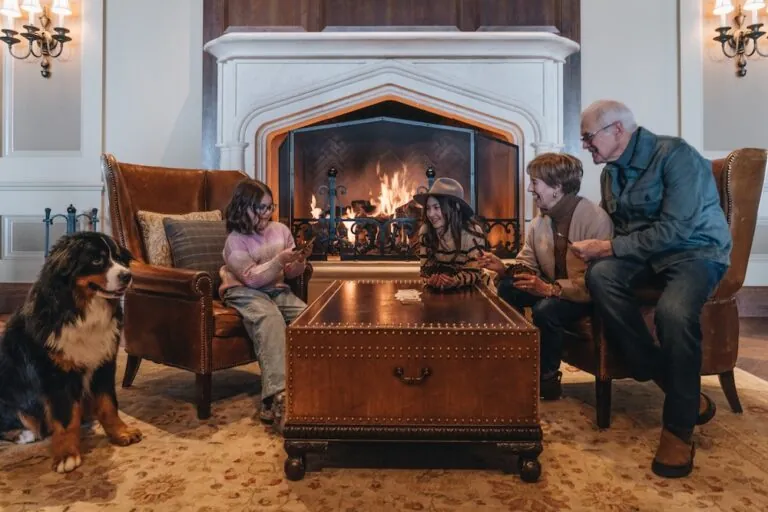 Fireplace with family