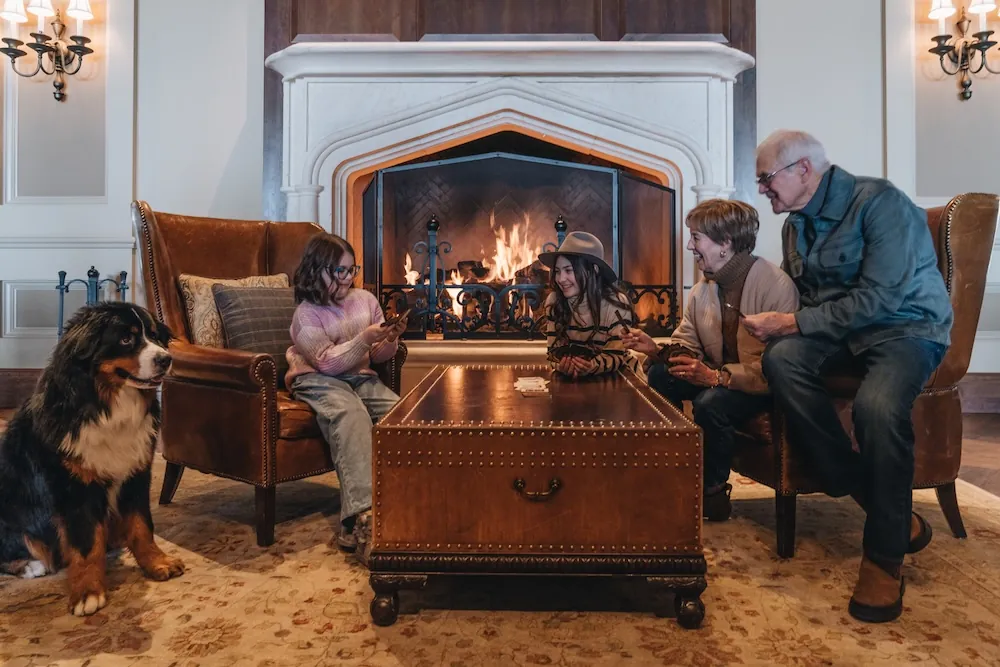Fireplace with family
