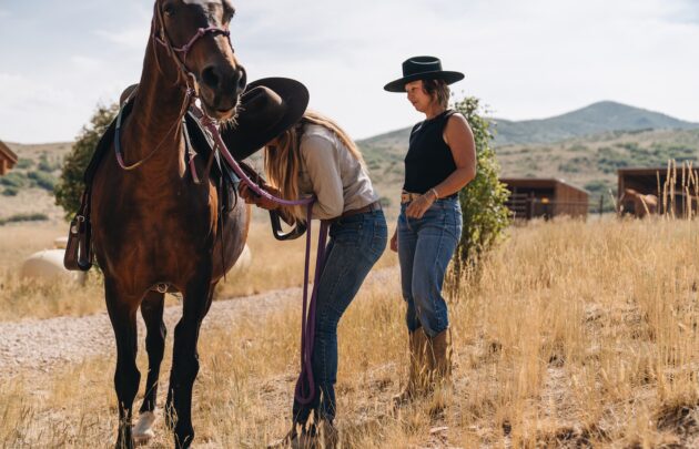 two women and a horse