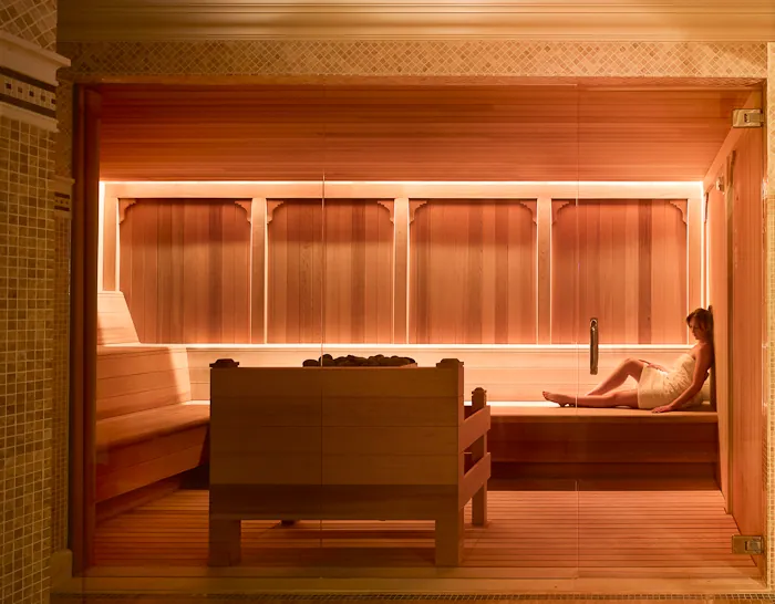 Woman in a sauna at Montage Deer Valley