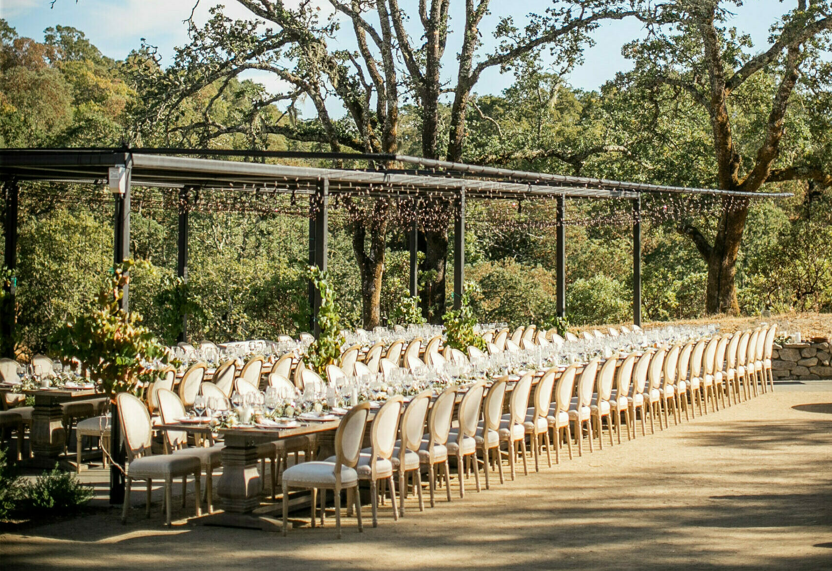 long tables on ground