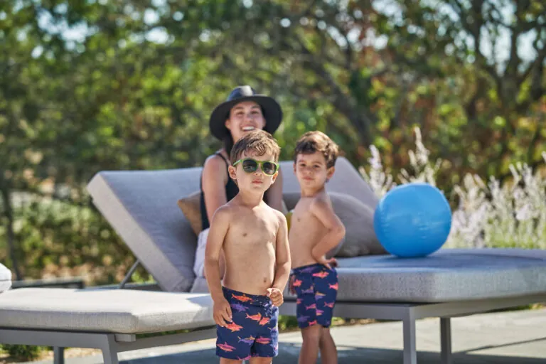 Two toddlers at a pool at Montage Healdsburg