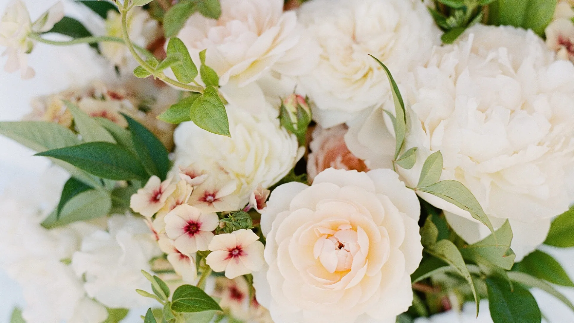 white and pink wedding flowers