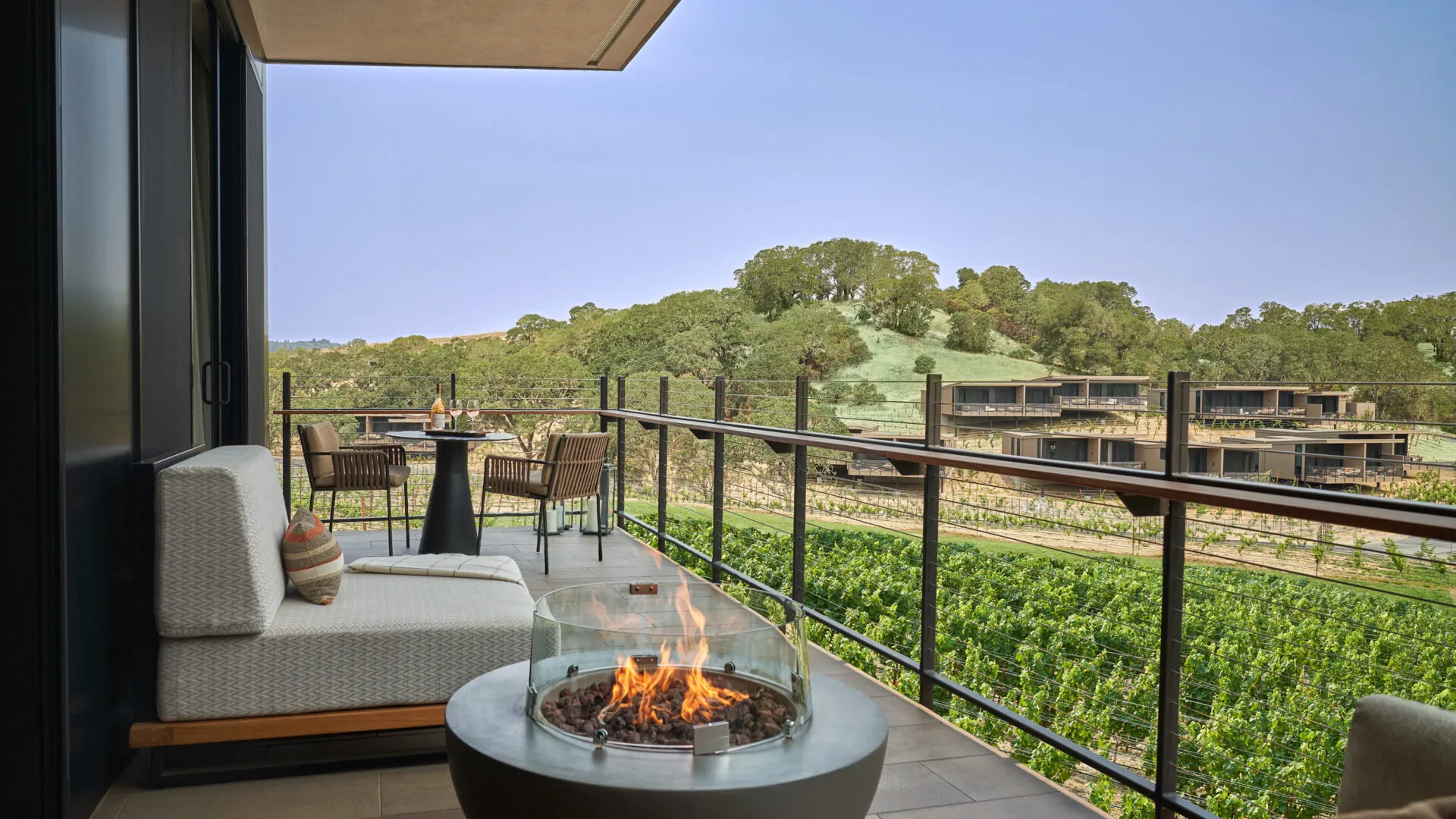 The patio of a guest suite at Montage Healdsburg, a luxury resort