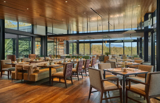 The dining room at Hazel Hill at Montage Healdsburg in napa wine valley