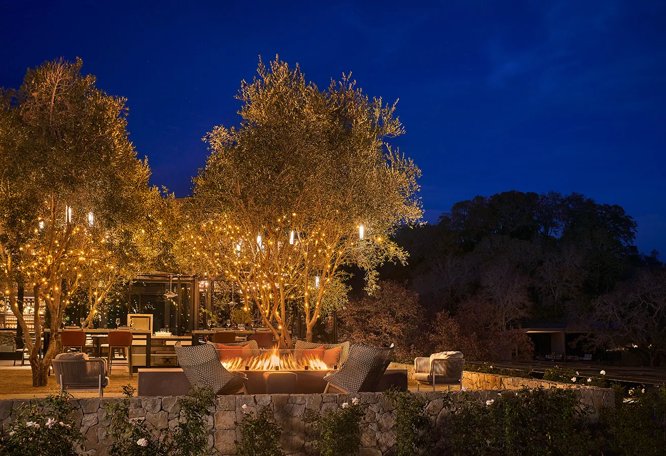 The exterior of Hazel Hill restaurant at a luxury Healdsburg resort