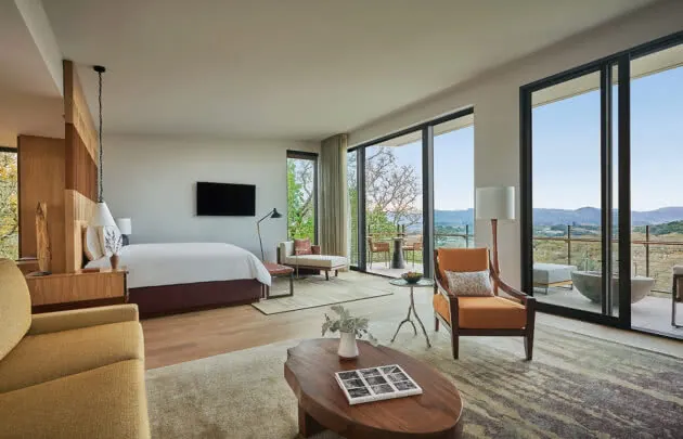 The interior of a deluxe guest suite at a luxury healdsburg hotel