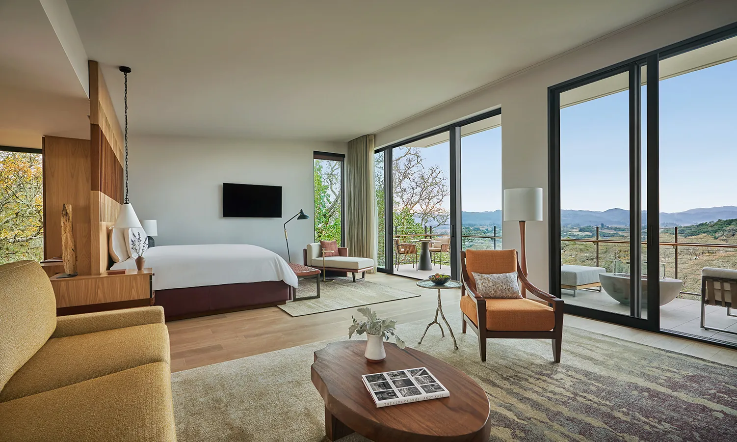 The interior of a deluxe guest suite at a luxury healdsburg hotel