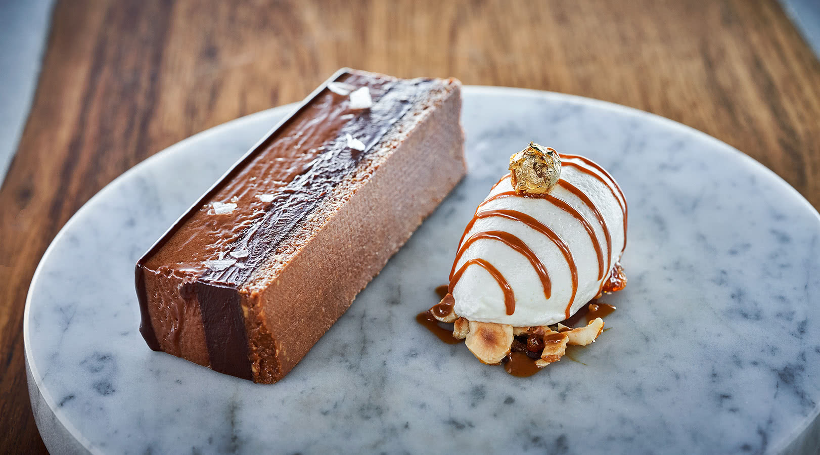 dessert on marble platter at Hazel Hill