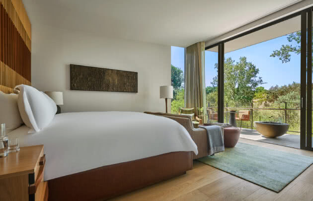 Interior of luxury hotel room in healdsburg, ca