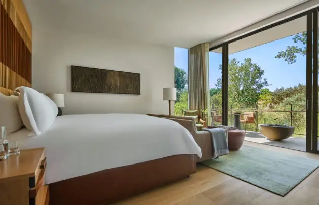 Interior of luxury hotel room in healdsburg, ca