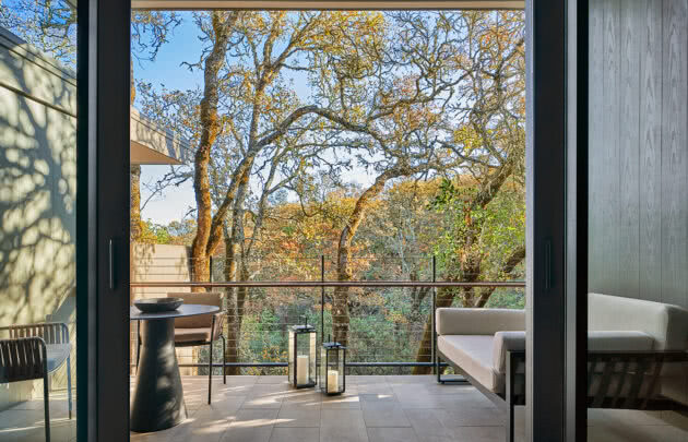 Balcony view from luxury hotel room in healdsburg, ca