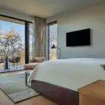 Bedroom interior of luxury napa valley resort room, Montage Healdsburg