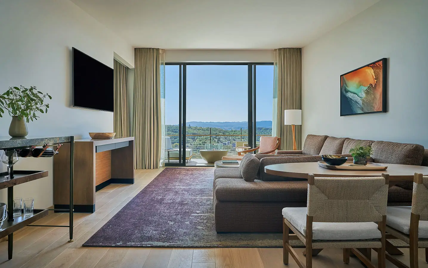living room in luxury hotel in healdsburg, ca