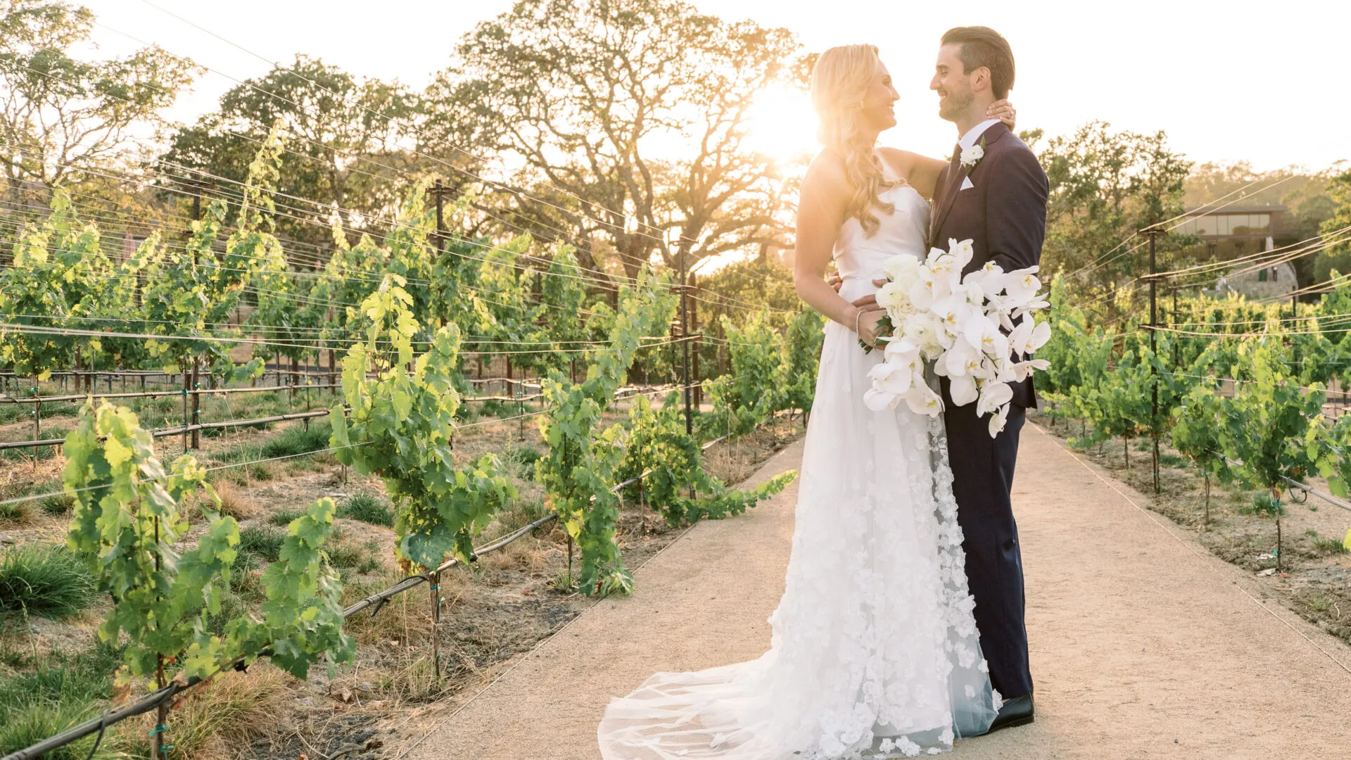 Couple on their wedding day in Sonoma County, California