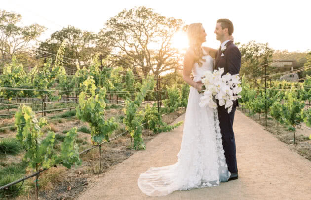 Couple on their wedding day in Sonoma County, California