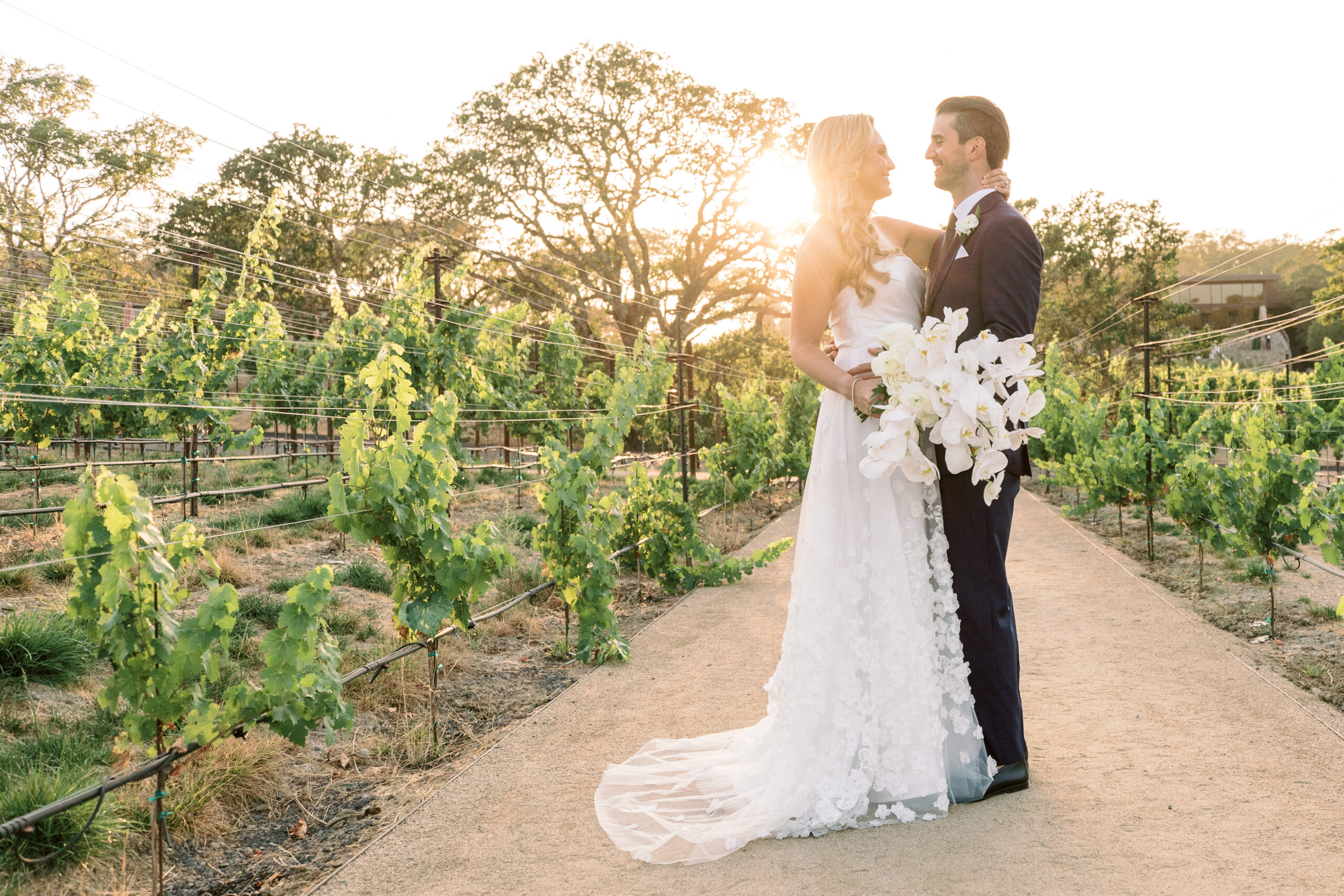 Couple on their wedding day in Sonoma County, California