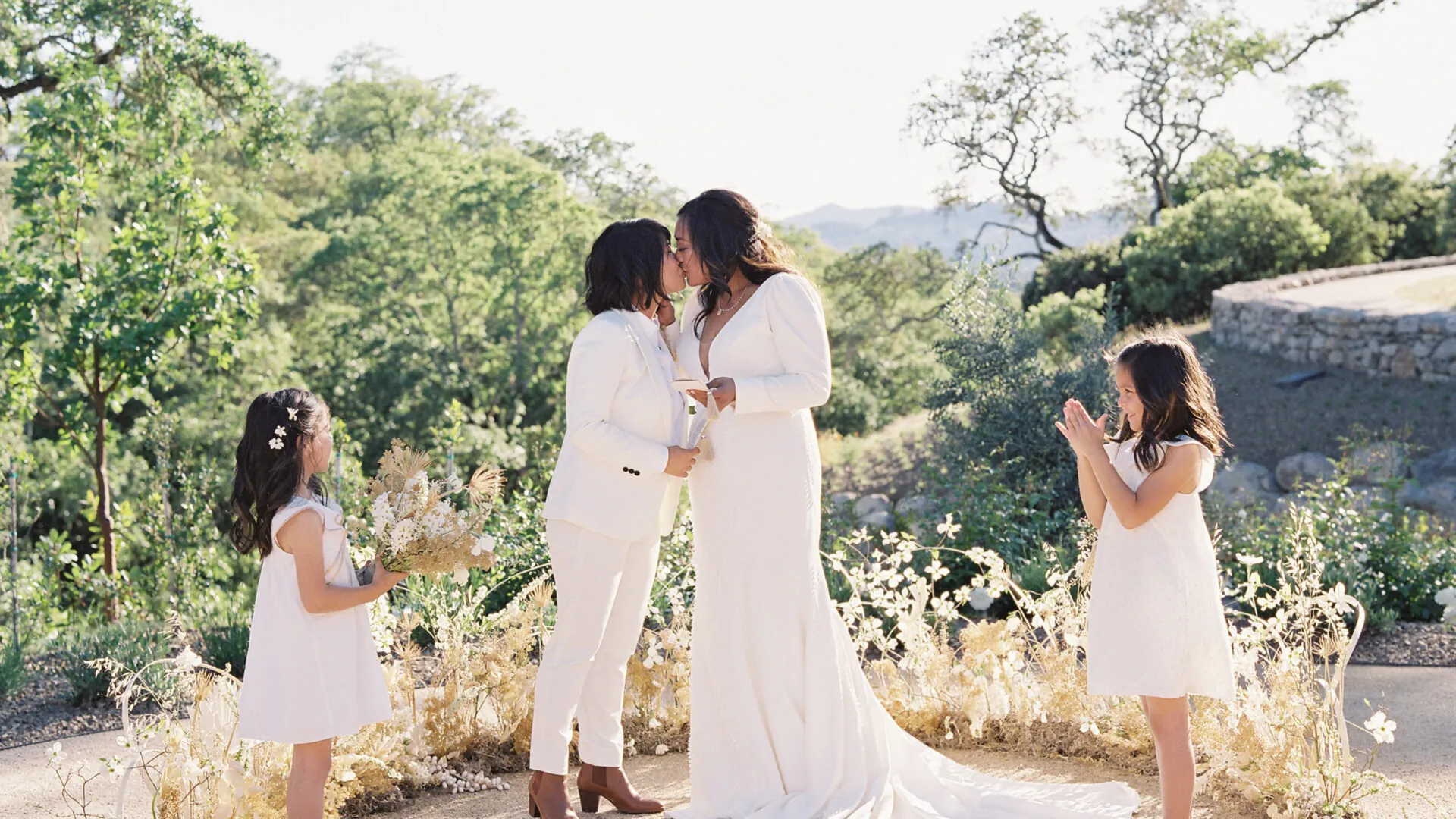 Couple on their wedding day in napa valley vineyards at Montage Healdsburg