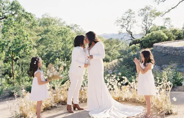 Couple on their wedding day in napa valley vineyards at Montage Healdsburg