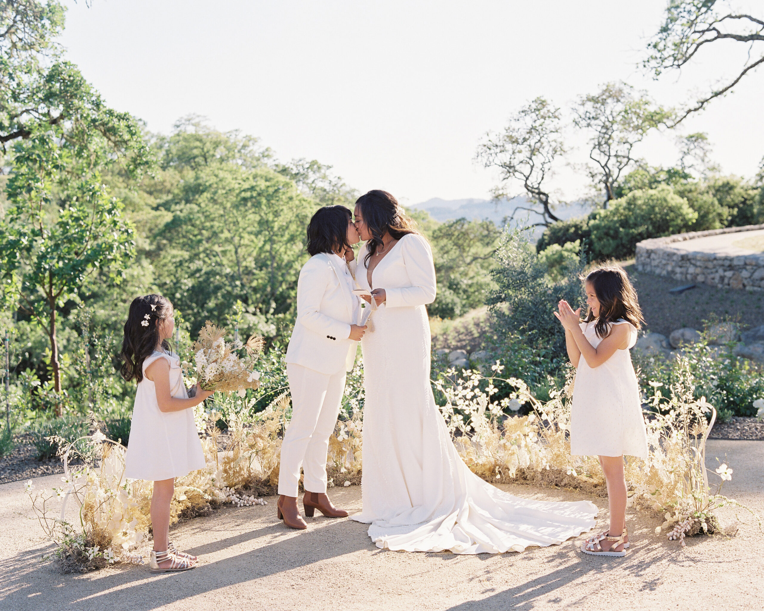 Couple on their wedding day in napa valley vineyards at Montage Healdsburg