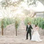 Couple on their wedding day in napa valley vineyards at Montage Healdsburg