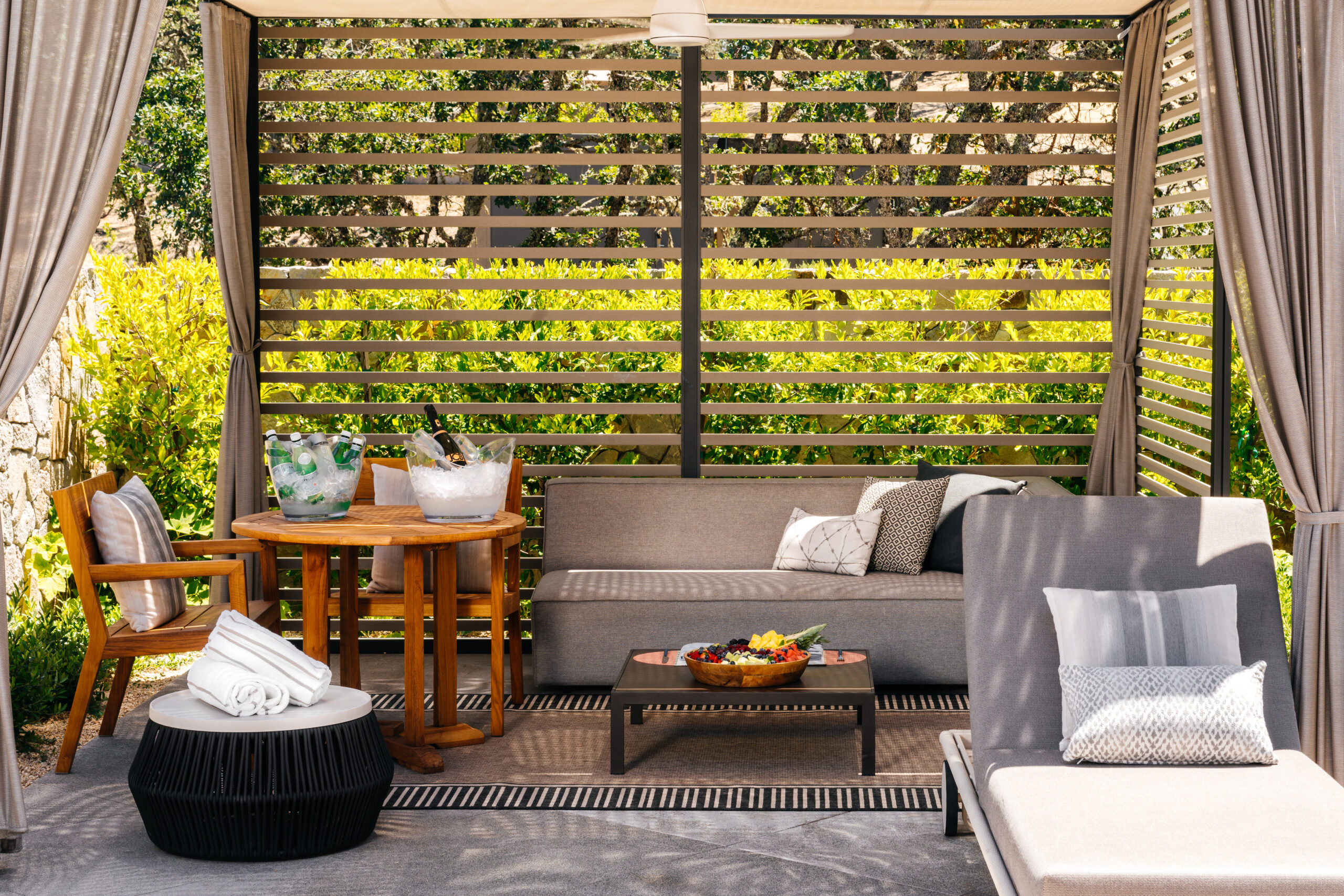 A pool cabana at luxury napa valley wine country resort