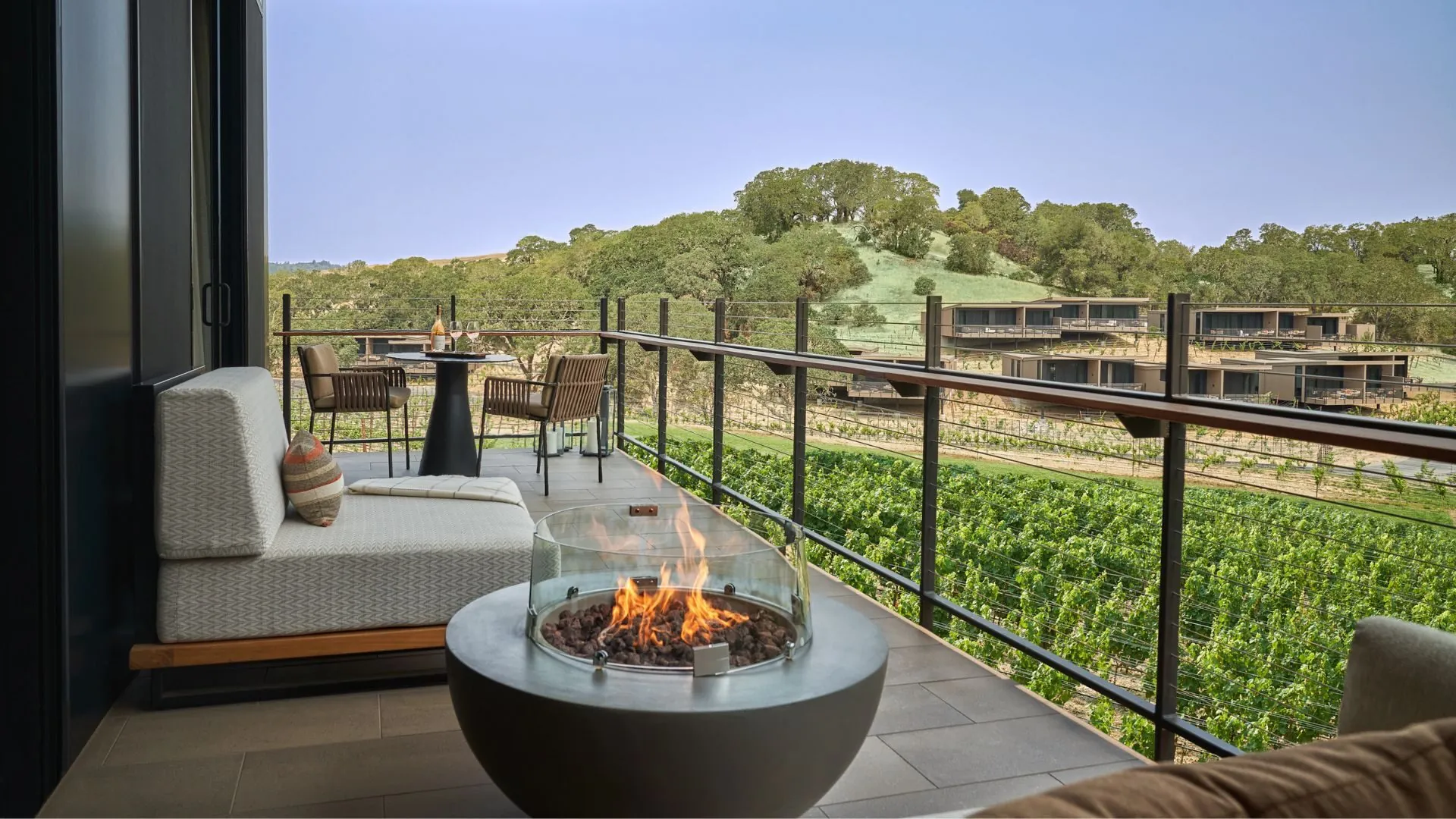 terrace patio with vineyard view suite at Montage Healdsburg